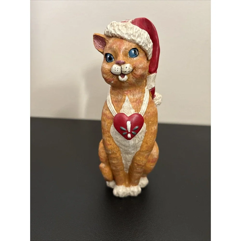 Kandy's Folk Art Kitty Cat W/Santa Hat Kurt S. Adler Christmas